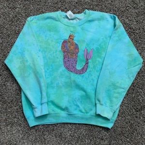 Biggie Smalls as a mermaid tie-due sweatshirt